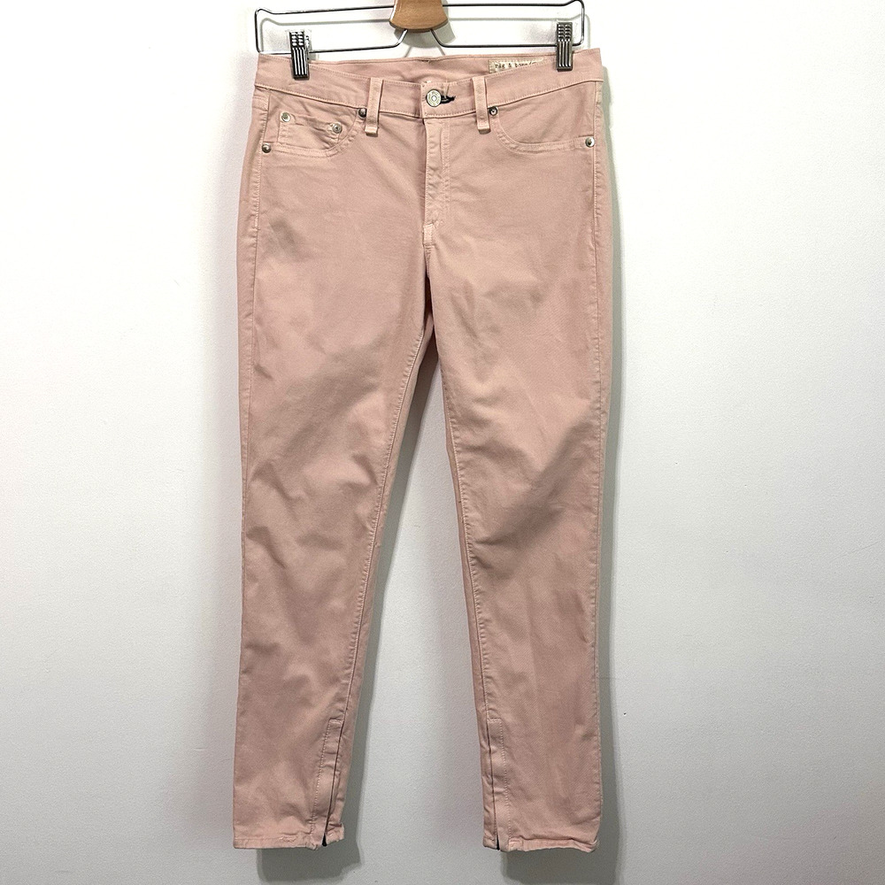 Rag & Bone Skinny Zipper Capri Pants 29 Pink Mid Rise Ankle‎ 29x26 Casual Spring